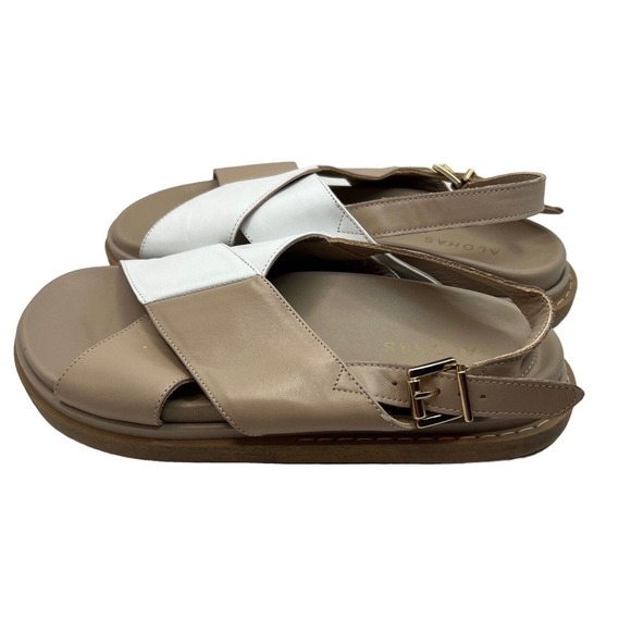 ALOHAS Marshmallow Bicolor Sandal In Stone Beige + Bright White Size 40 - Picture 7 of 11